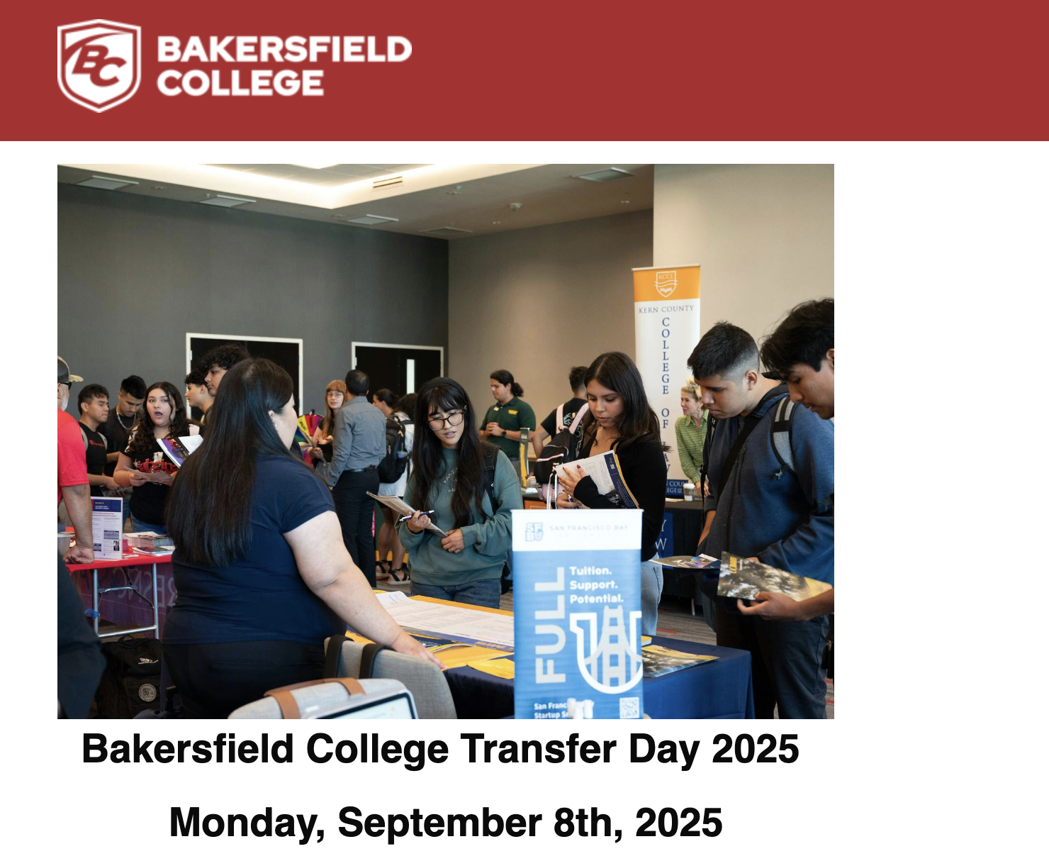 Bakersfield College Logo - Black text on white background with a photos of a diverse group of students